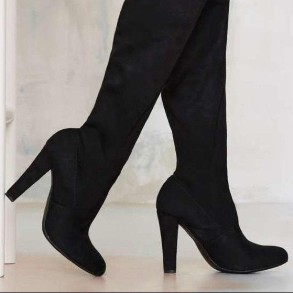 Steve Madden Black Suede Thigh High Boots